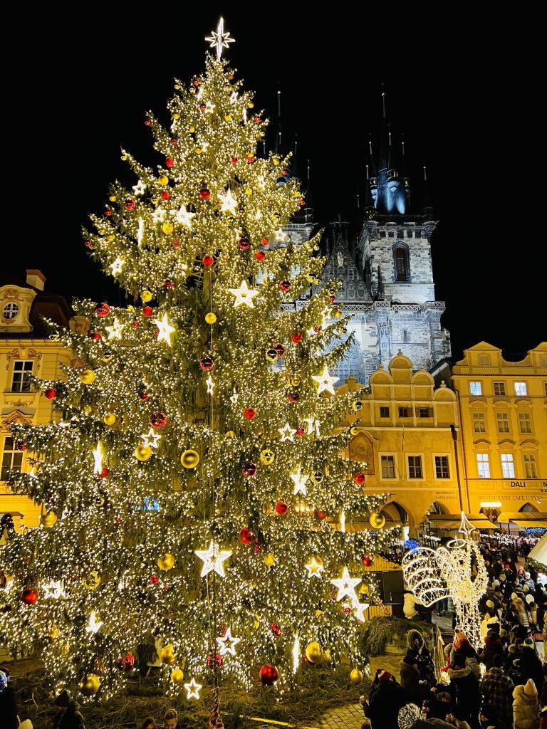 A picture of the Christmas Tree in Old Town Square - Best European Christmas Markets